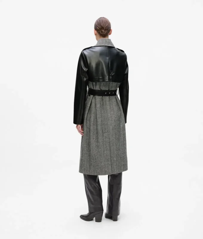 Abrigo de tweed y piel sintética Abrigo de tweed y piel sintética