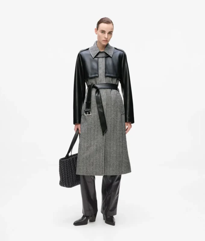 Abrigo de tweed y piel sintética Abrigo de tweed y piel sintética