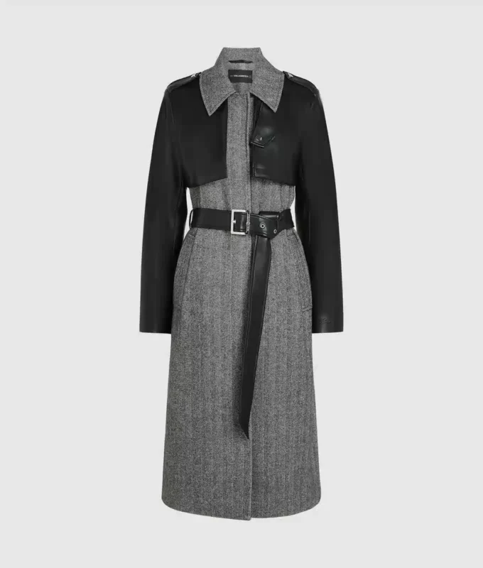 Abrigo de tweed y piel sintética Abrigo de tweed y piel sintética