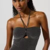 Bañador metálico con cuello halter Bañador metálico con cuello halter