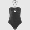 Bañador metálico con cuello halter Bañador metálico con cuello halter
