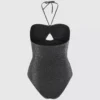 Bañador metálico con cuello halter Bañador metálico con cuello halter