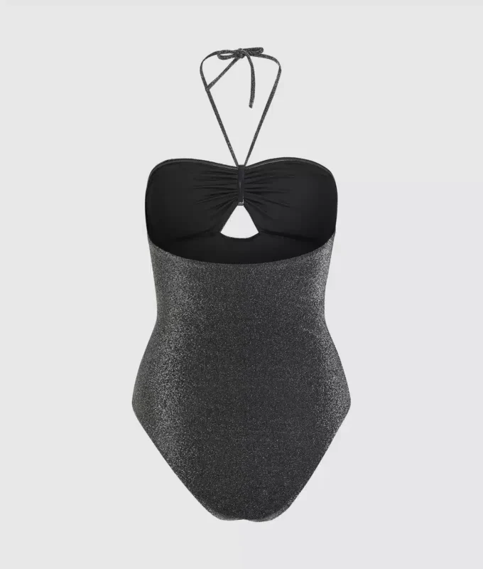 Bañador metálico con cuello halter Bañador metálico con cuello halter