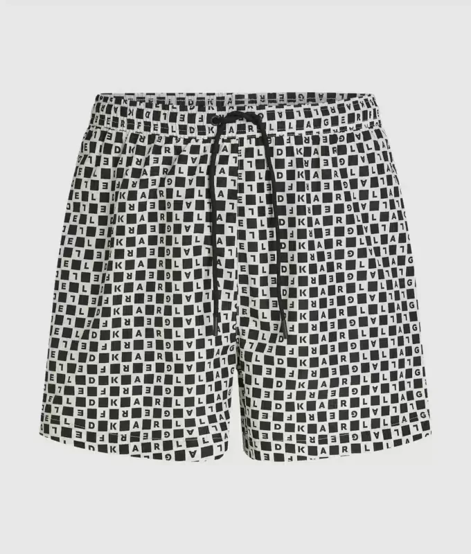 Bañador tipo boardshort con estampado de cuadros Bañador tipo boardshort con estampado de cuadros