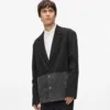 Blazer con paneles de denim