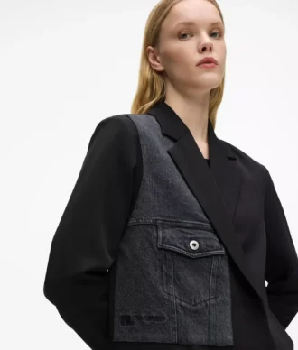 Blazer con paneles de denim