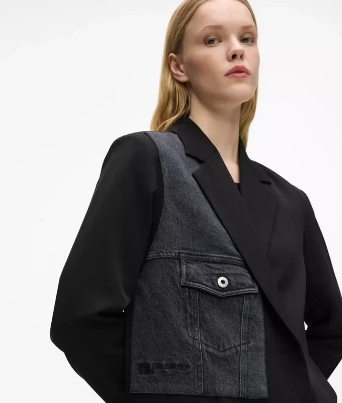 Blazer con paneles de denim Blazer con paneles de denim