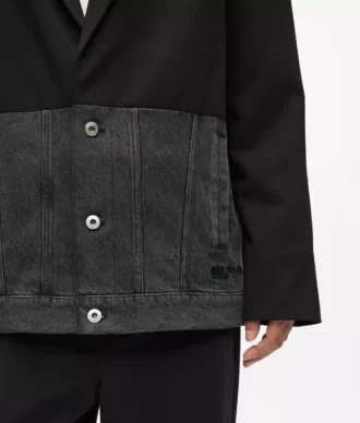 Blazer con paneles de denim