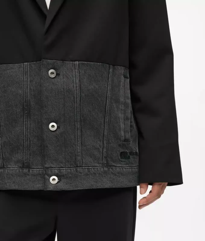Blazer con paneles de denim