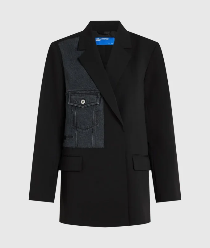 Blazer con paneles de denim Blazer con paneles de denim