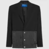 Blazer con paneles de denim