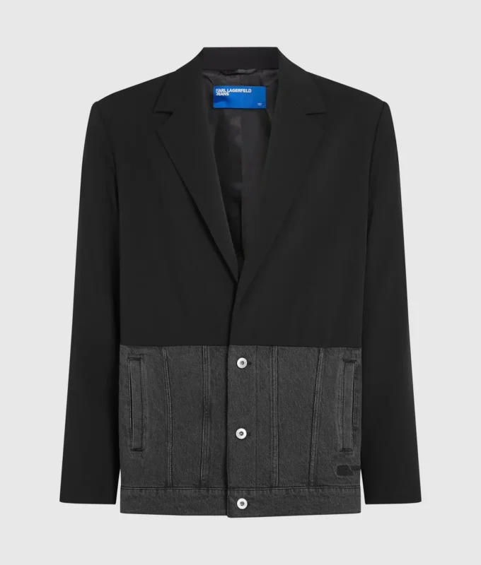 Blazer con paneles de denim