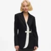 Blazer con solapa en contraste y cinturón