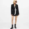Blazer con solapa en contraste y cinturón