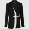 Blazer con solapa en contraste y cinturón