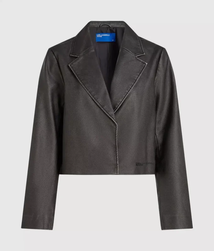 Blazer de piel sintética desgastada Blazer de piel sintética desgastada