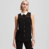 BLUSA SIN MANGAS CON CUELLO DE POPELÍN BLUSA SIN MANGAS CON CUELLO DE POPELÍN
