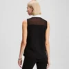 BLUSA SIN MANGAS CON CUELLO DE POPELÍN BLUSA SIN MANGAS CON CUELLO DE POPELÍN