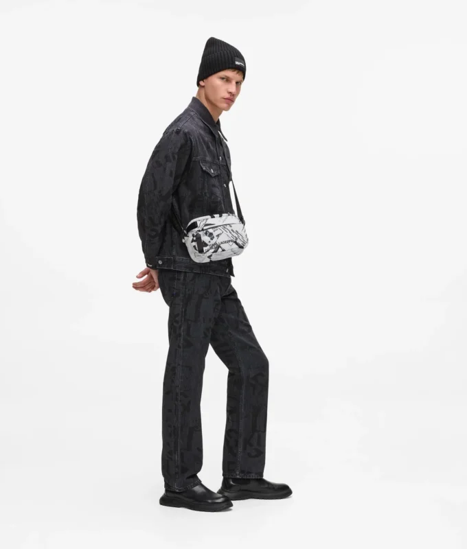 Bolso bandolera con estampado gráfico integral Bolso bandolera con estampado gráfico integral