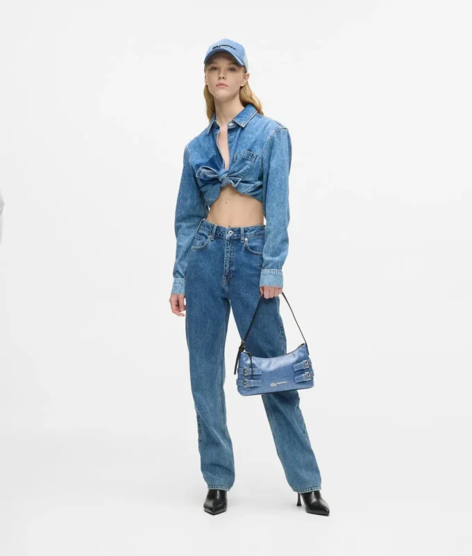 Bolso bandolera con hebillas de denim Bolso bandolera con hebillas de denim