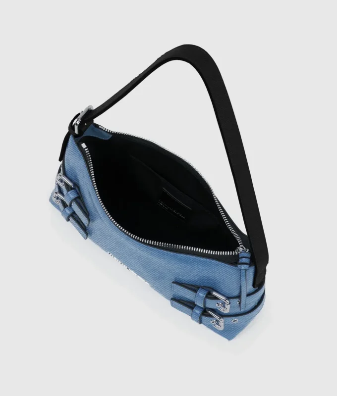 Bolso bandolera con hebillas de denim Bolso bandolera con hebillas de denim