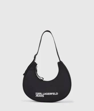 Bolso bandolera de nylon con logo y forma de luna