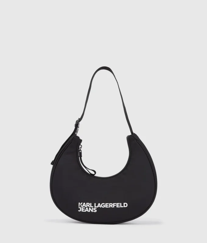 Bolso bandolera de nylon con logo y forma de luna Bolso bandolera de nylon con logo y forma de luna