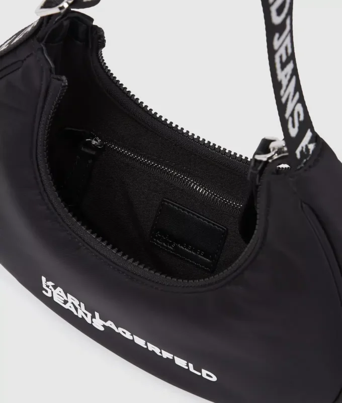 Bolso bandolera de nylon con logo y forma de luna Bolso bandolera de nylon con logo y forma de luna