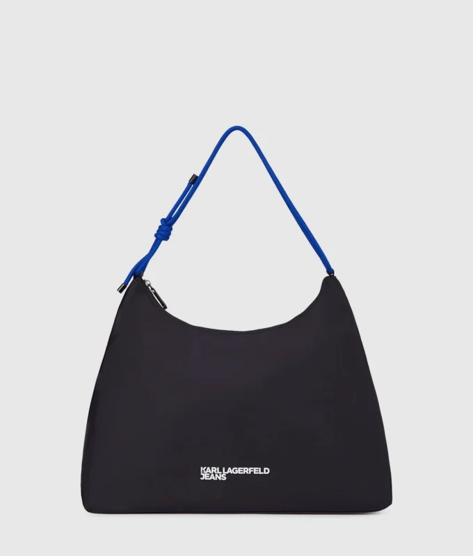 Bolso bandolera grande de nailon con cordón Bolso bandolera grande de nailon con cordón