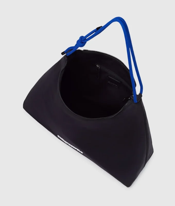 Bolso bandolera grande de nailon con cordón Bolso bandolera grande de nailon con cordón