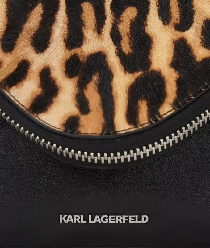 Bolso bandolera K/Hardware con estampado de leopardo Bolso bandolera K/Hardware con estampado de leopardo