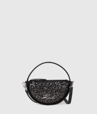 Bolso bandolera redondo con lentejuelas K/Signature