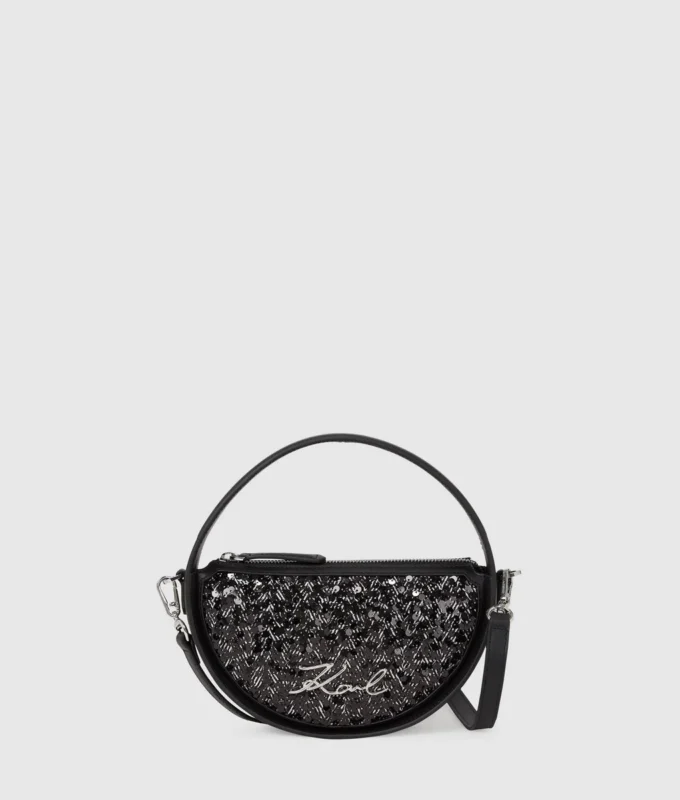 Bolso bandolera redondo con lentejuelas K/Signature