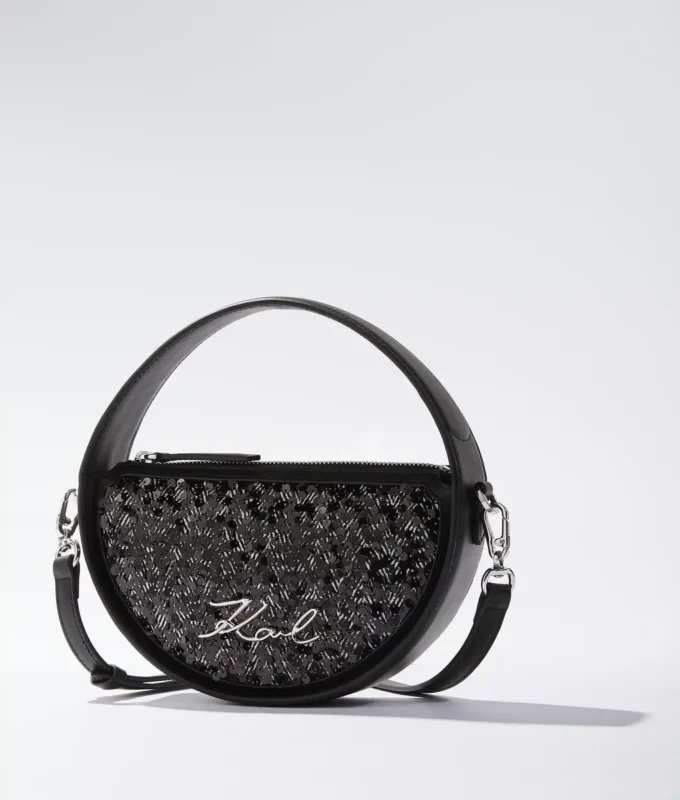 Bolso bandolera redondo con lentejuelas K/Signature