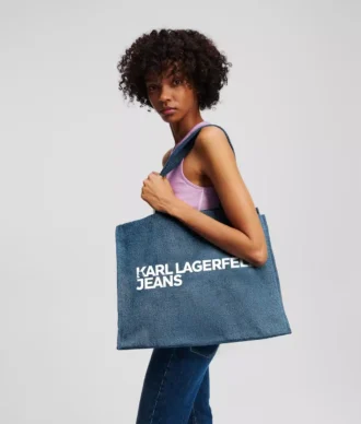 BOLSO DE COMPRAS DENIM CON LOGOTIPO