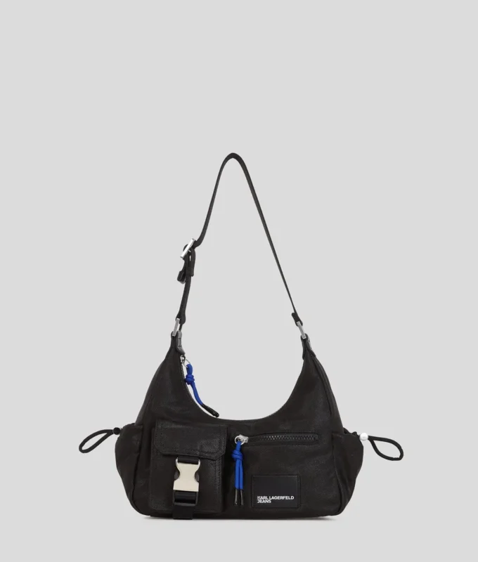 BOLSO DE HOMBRO DE DENIM RECUBIERTO UTILITARIO BOLSO DE HOMBRO DE DENIM RECUBIERTO UTILITARIO