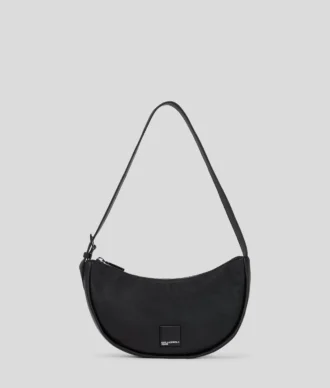 BOLSO DE HOMBRO MEDIA LUNA SUAVE CON LOGOTIPO KLJ BOX