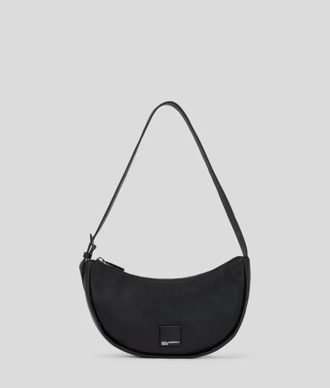 BOLSO DE HOMBRO MEDIA LUNA SUAVE CON LOGOTIPO KLJ BOX