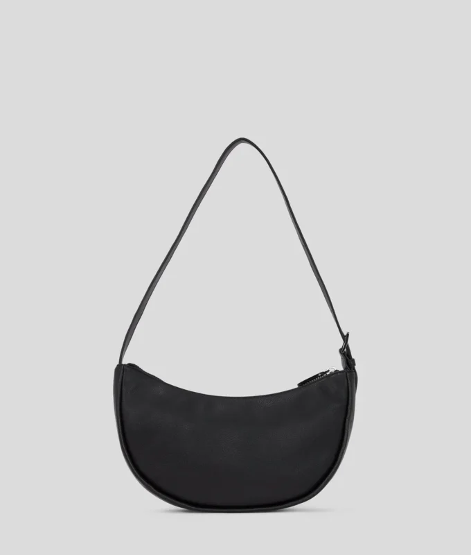 BOLSO DE HOMBRO MEDIA LUNA SUAVE CON LOGOTIPO KLJ BOX