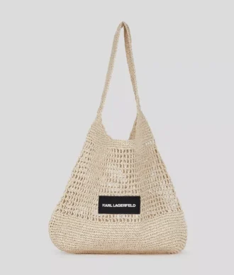 BOLSO DE PLAYA DE CROCHÉ CON LOGOTIPO