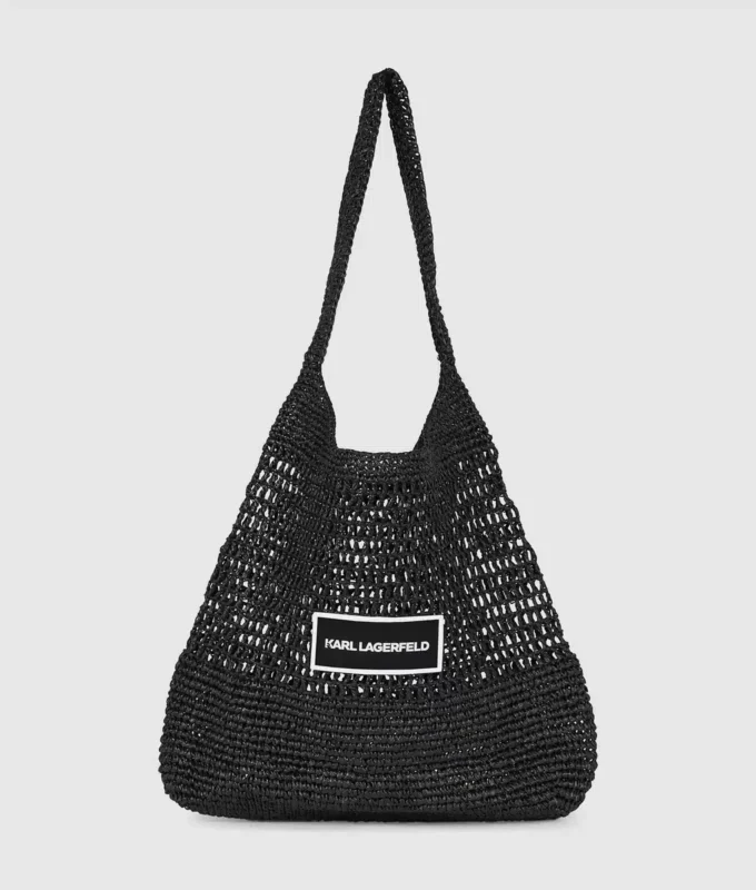BOLSO DE PLAYA DE CROCHÉ CON LOGOTIPO BOLSO DE PLAYA DE CROCHÉ CON LOGOTIPO