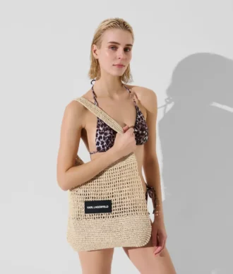 BOLSO DE PLAYA DE CROCHÉ CON LOGOTIPO