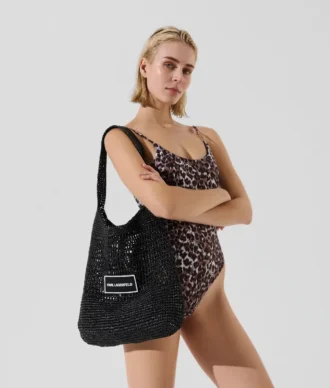 BOLSO DE PLAYA DE CROCHÉ CON LOGOTIPO