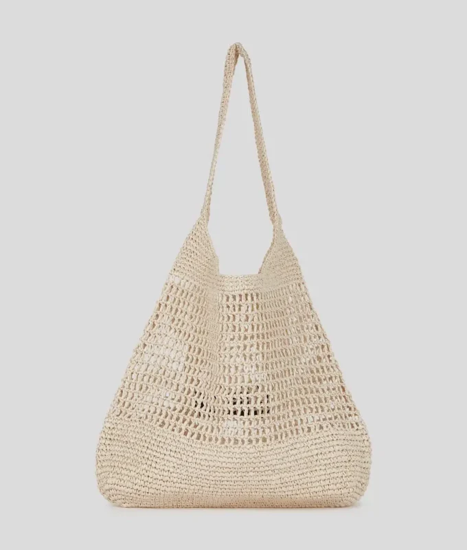 BOLSO DE PLAYA DE CROCHÉ CON LOGOTIPO BOLSO DE PLAYA DE CROCHÉ CON LOGOTIPO