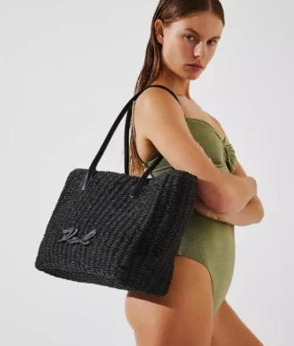 Bolso de playa pequeño tejido K/Signature