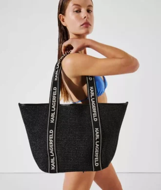 Bolso de playa tejido con logotipo