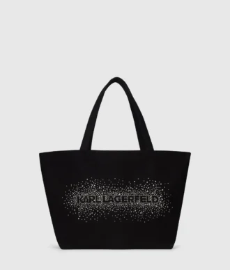 Bolso shopper con logotipo de pedrería