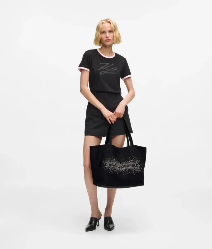 Bolso shopper con logotipo de pedrería Bolso shopper con logotipo de pedrería