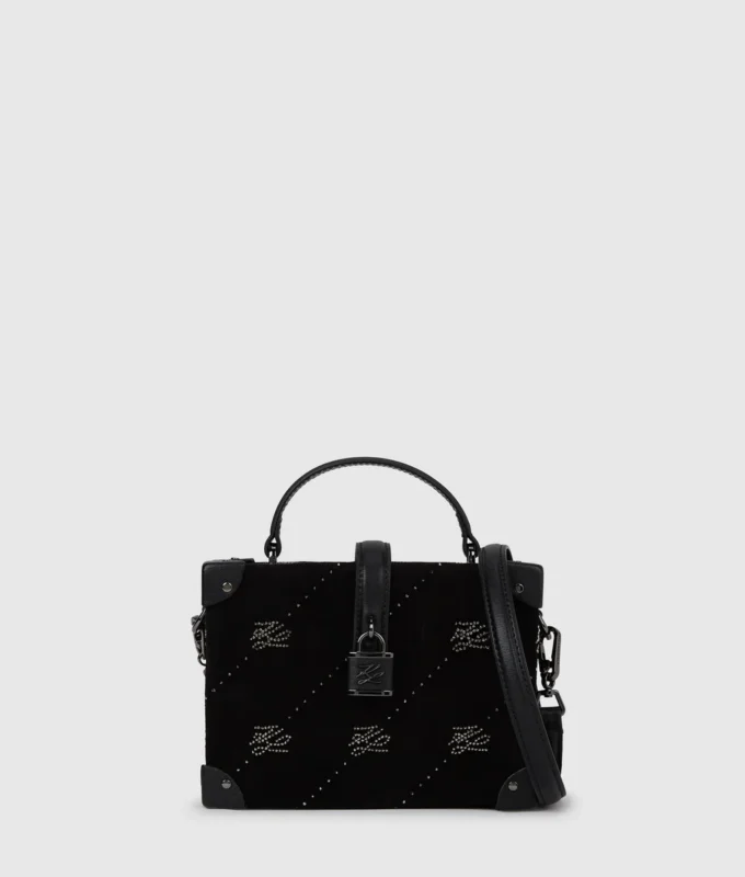 Bolso tipo baúl con candado K/Autograph y pedrería Bolso tipo baúl con candado K/Autograph y pedrería