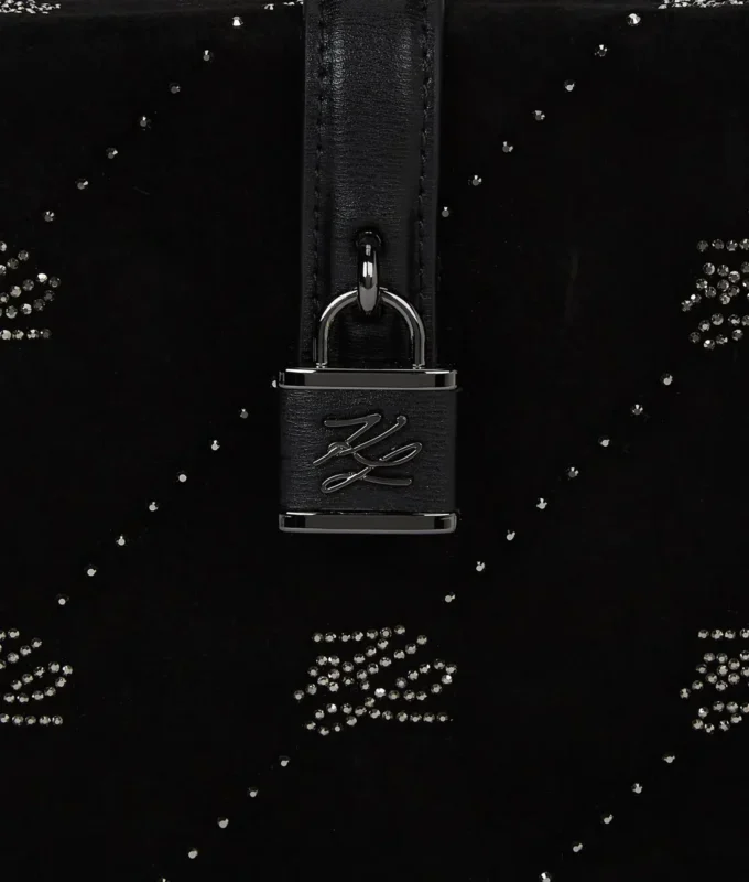 Bolso tipo baúl con candado K/Autograph y pedrería Bolso tipo baúl con candado K/Autograph y pedrería